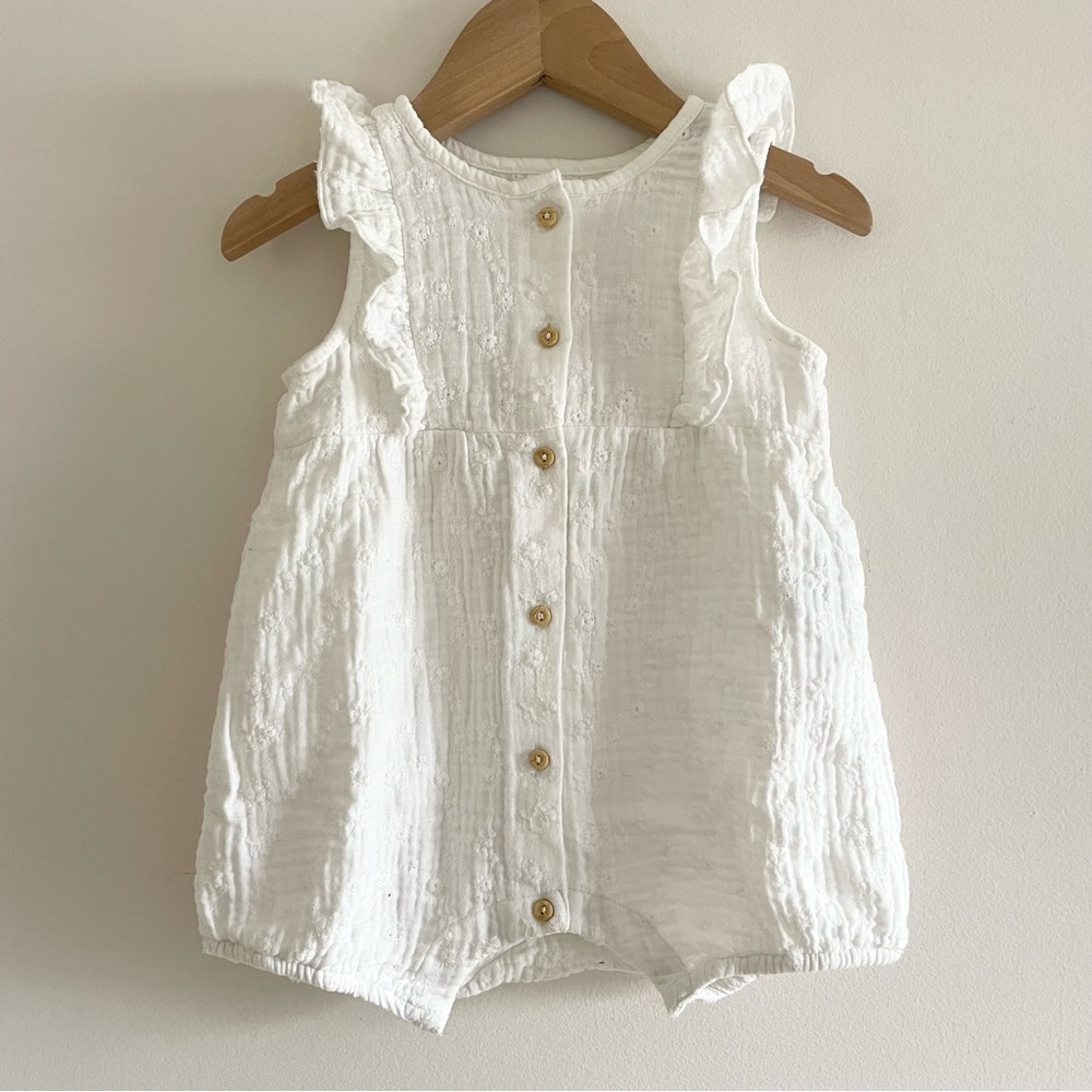 Embroidered Cotton Bubble Romper